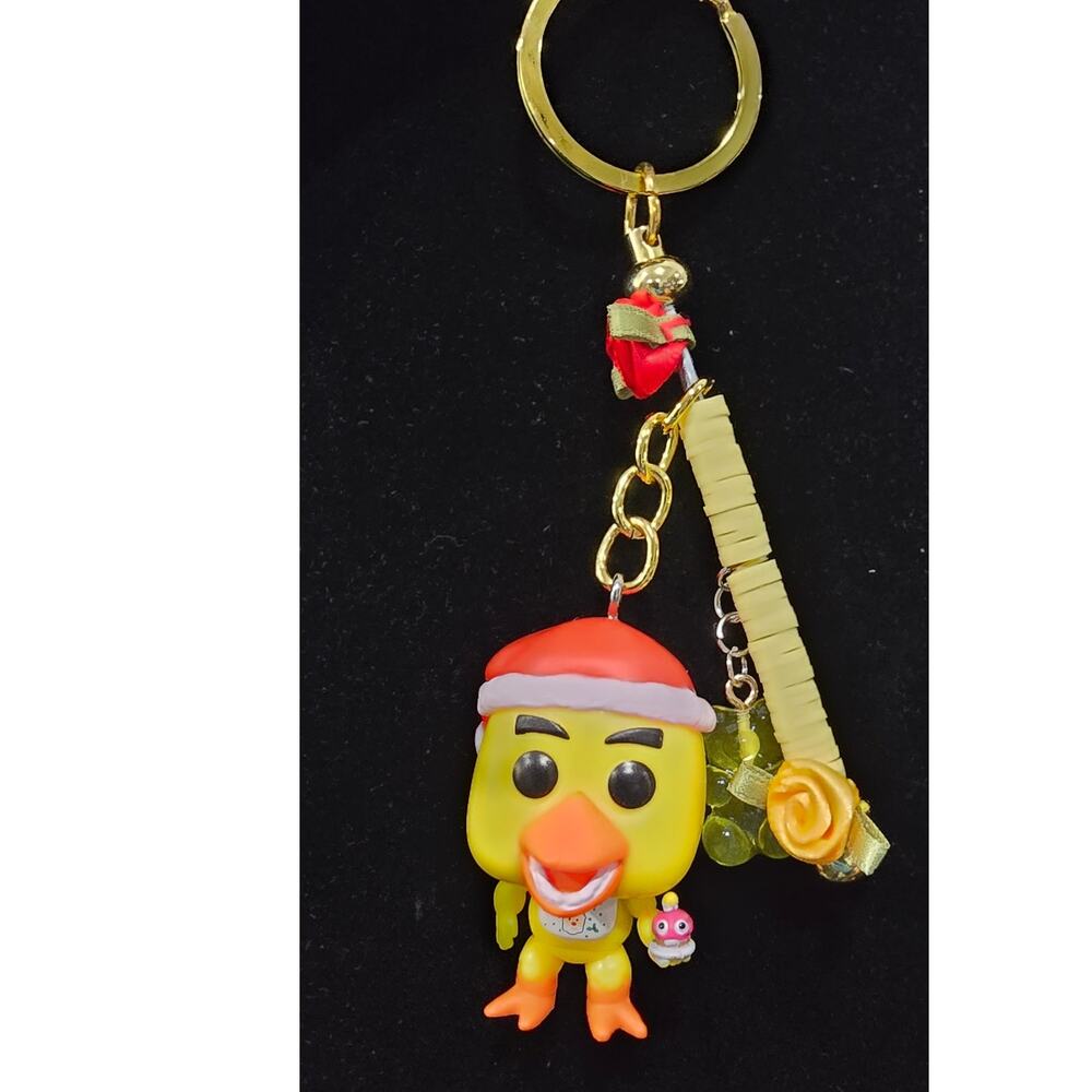 Handmade Yellow Chick Keychain Bag Charm Reworked Vinyl Figure One of a Kind